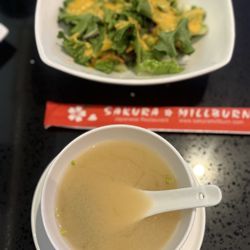 Sakura Japanese Restaurant - Miso soup and ginger salad