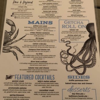 Raw & Refined - Menu - Seafood Near Me - Baltimore, Maryland
