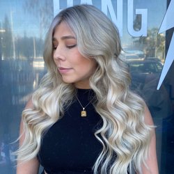 Hush Hush Bang Bang Salon - Blonde and Sew In Weft Extensions by Amanda Cristine Liebl. IG @missamandacristine