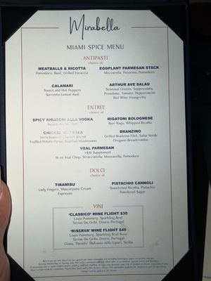 Menu photo 2 Mirabella Miami Beach, FL Menu photo 2 Mirabella Miami Beach, FL