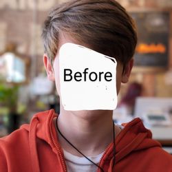Rock's Hair Shop - Before (very thick hair, double crown, no shape)