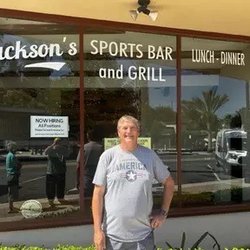 Jackson’s Sports Bar & Grill - Owner Jack in front of his new Sports Bar & Grill