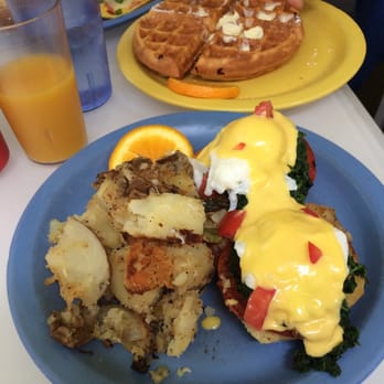 Cafe 222 - "Benedict Arnold" and a waffle! - Breakfast & Brunch Near Me - San Diego, California