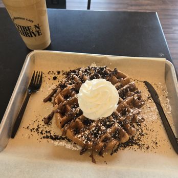 Vibe-N-Thrive - Protein Waffle Brownie and house blend protein coffee - Waffles Near Me - El Paso, Texas