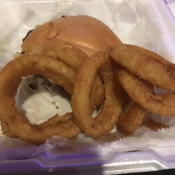 Blue Arrow Farm - Half eaten mushroom burger and O-Rings - Venues & Event Spaces Near Me - Pine Island, New York