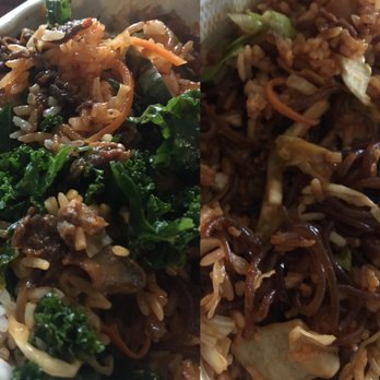 Cheesesteak Mikes - Already mixed rice bowls - Bulgogi on left, Spicy Pork on right.  Delicious! - Burgers Near Me - Silver Spring, Maryland