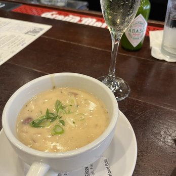 Pearlz - Clam chowder and happy hour champagne. That chowder was so good! - Seafood Near Me - Charleston, South Carolina Pearlz - Clam chowder and happy hour champagne. That chowder was so good! - Seafood Near Me - Charleston, South Carolina