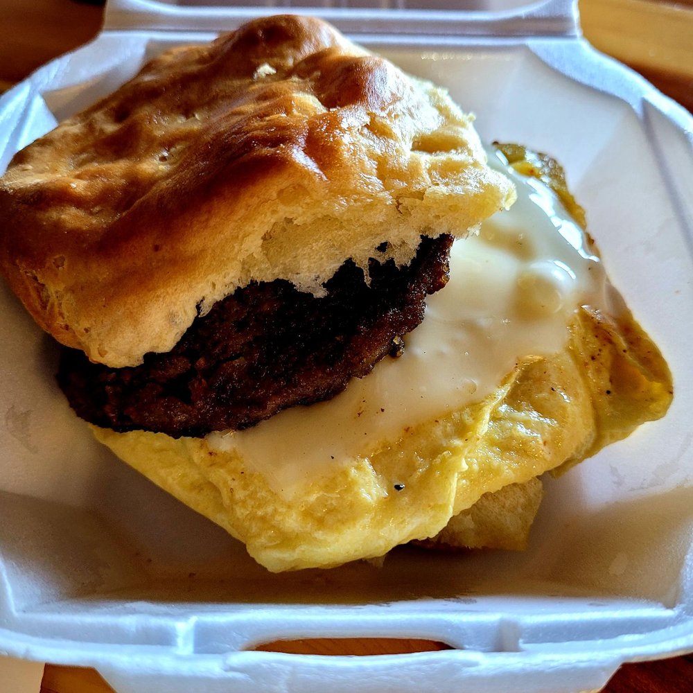 Hayesville Grille - Sausage, egg and cheese biscuit $5 - Southern Near Me - Hayesville, North Carolina