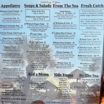 The Conch House Restaurant - Menu - Caribbean Near Me - Saint Augustine, Florida