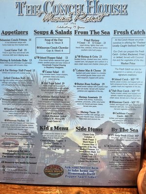 Menu photo 7 The Conch House Restaurant Saint Augustine, FL