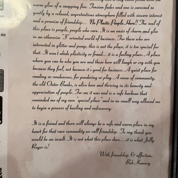 The Jolly Roger Restaurant and Bar - Message from the Owners - Steakhouses Near Me - Kill Devil Hills, North Carolina The Jolly Roger Restaurant and Bar - Message from the Owners - Steakhouses Near Me - Kill Devil Hills, North Carolina