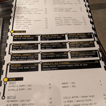 Estación Central - Drink menu - Tapas Bars Near Me - Miami, Florida