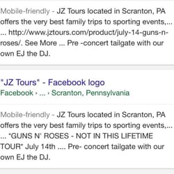 Jz Tours - July 14 concert advertised 1pm departure, Ej the DJ, tailgate. 4 days before event no tailgate, no dj, now leaving 3 hours later.