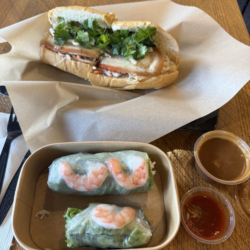 Pork Belly Banh Mi and Shrimp Shrimp Springrolls