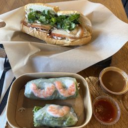 Pork Belly Banh Mi and Shrimp Shrimp Springrolls