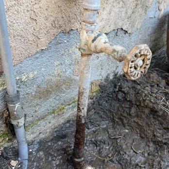 Premier Plumbing Solutions - Before photo, a couple pin hole leaks under the dirt line. - Plumbing Near Me - La Mirada, California Premier Plumbing Solutions - Before photo, a couple pin hole leaks under the dirt line. - Plumbing Near Me - La Mirada, California