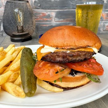 Wildfire Public House - 8oz Wagyu with lettuce, tomato, onion, lemon pepper aioli on brioche. Best burger in Modesto vibes. - Breakfast & Brunch Near Me - Modesto, California Wildfire Public House - 8oz Wagyu with lettuce, tomato, onion, lemon pepper aioli on brioche. Best burger in Modesto vibes. - Breakfast & Brunch Near Me - Modesto, California