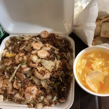 Rice To Go - Shrimp and fried rice with egg drop soup - Chinese Near Me - Floresville, Texas Rice To Go - Shrimp and fried rice with egg drop soup - Chinese Near Me - Floresville, Texas