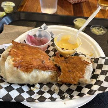 Tlakua Tako - Burrito with queso and onions - Food Trucks Near Me - Austin, Texas Tlakua Tako - Burrito with queso and onions - Food Trucks Near Me - Austin, Texas