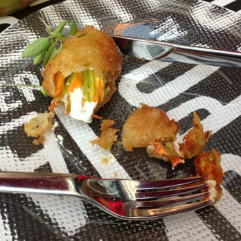 Jaleo - Fried Squash Blossom filled with Goat Cheese and drizzled with Honey - Spanish Near Me - Washington, DC, District of Columbia