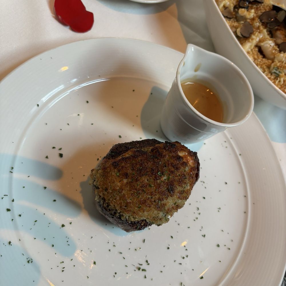 Eddie V's Prime Seafood - 10 oz Center Cut Filet Mignon Cave-Aged Blue Cheese Crust - Seafood Near Me - San Diego, California