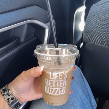 Better Buzz North Temecula - A medium iced vanilla bean latte with oat milk - Coffee & Tea Near Me - Temecula, California