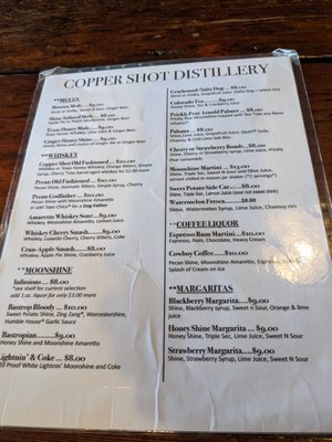 Menu photo 2 Copper Shot Distillery Bastrop, TX