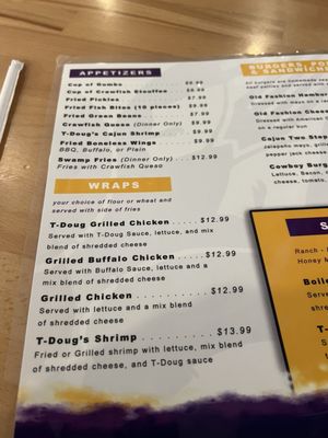 Menu photo 1 T Doug's Cajun Cuisine Ragley, LA