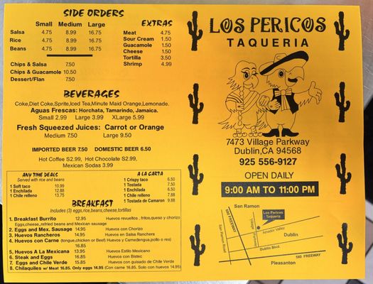 Menu photo 2 Taqueria Los Pericos Dublin, CA Menu photo 2 Taqueria Los Pericos Dublin, CA