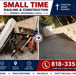 Small Time Hauling Co - Furniture, mattress, and debris removed. Clean, clutter-free space restored.