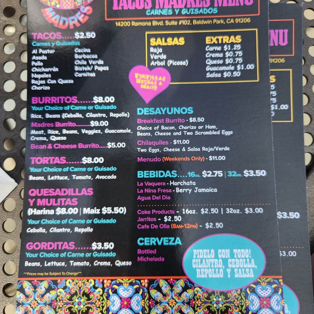 Tacos Madres - Tacos Near Me - Baldwin Park, California Tacos Madres - Tacos Near Me - Baldwin Park, California