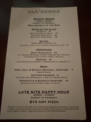 Menu photo 3 All'Acqua Los Angeles, CA