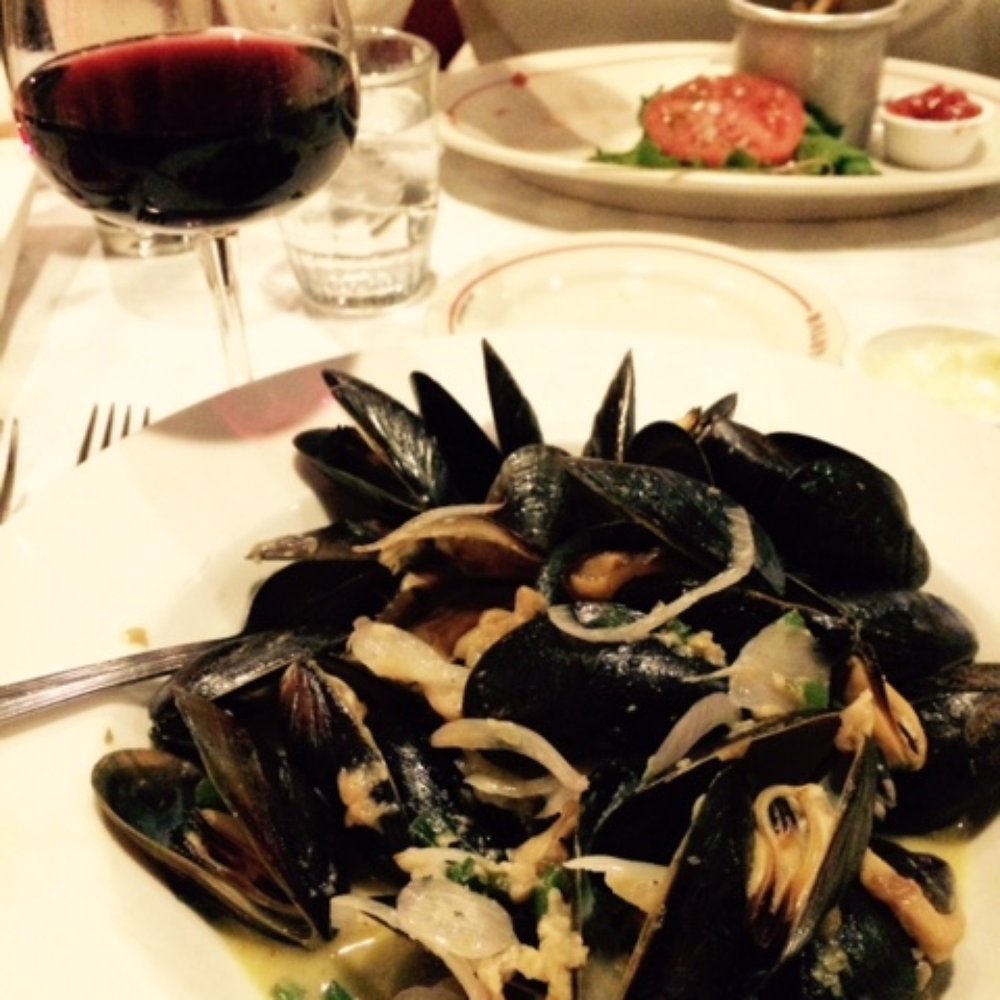 Salut - Large bowl of mussels and red wine - French Near Me - Edina, Minnesota