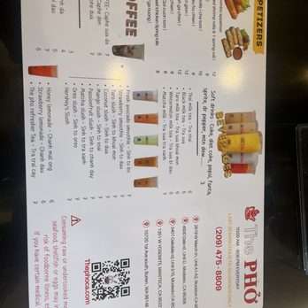 The Pho - Second menu side - Vietnamese Near Me - Stockton, California