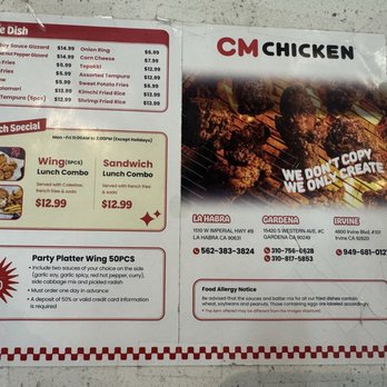 CM Chicken - Menu 1.24.26 - Chicken Shop Near Me - Irvine, California