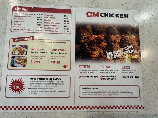 Menu photo 2 CM Chicken Irvine, CA