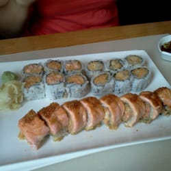 Snow crab roll, spicy scallop roll and salmon roll