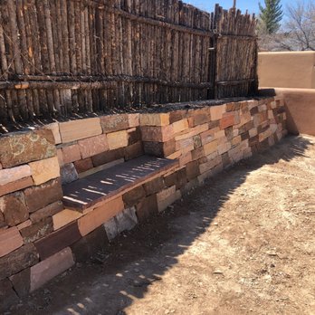 New Mexico Stone - Wall with built in banco - Masonry/Concrete Near Me - Santa Fe, New Mexico