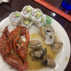 Ichiban Hibachi Buffet - Crawfish, clams, and California Roll Sushi