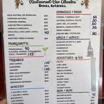 Los Abuelos - Menu - Feb 2023 - Mexican Near Me - Isla Mujeres, ROO