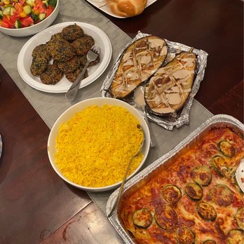 Chef Lisa - Vegetarian lasagna, crispy quinoa cakes with spinach and Parmesan, saffron rice and Greek salad. - Personal Chefs Near Me