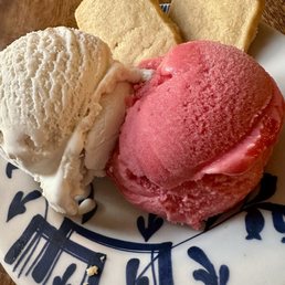 Raspberry Sorbet and ice cream