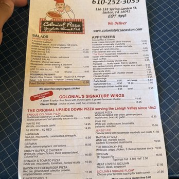 Colonial Pizza & Spaghetti House - Menu - Pizza Near Me - Easton, Pennsylvania