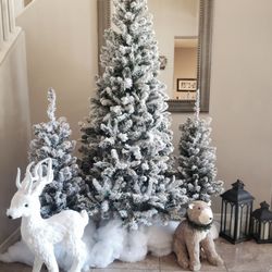 Pre-lit Christmas trees from Walmart for a little fun display.