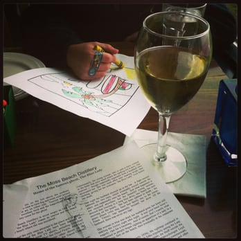 Moss Beach Distillery - Enjoying a chardonnay whilst waiting for our entrees. - Seafood Near Me - Moss Beach, California