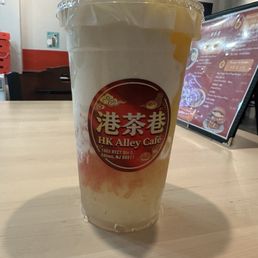 A Mango Pomelo drink, size regular, as part of a Combo D. A Mango Pomelo drink, size regular, as part of a Combo D.