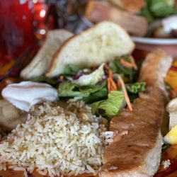 X-Site Grill & Bistro - Grilled Salmon Dinner plate close up