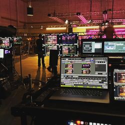 Lucky Production - BTS 4 Cameras Commercial set. Qtake Playback System, 2 25" 217" Sony OLED, 55" OLED & 13" OLED IPad Pro 4 Cam Quad Split.