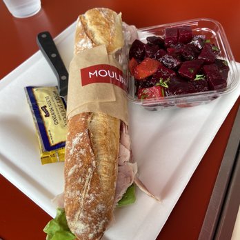 Moulin - Jambon and beurre sandwich with a beet side dish - Bakeries Near Me - Newport Beach, California Moulin - Jambon and beurre sandwich with a beet side dish - Bakeries Near Me - Newport Beach, California