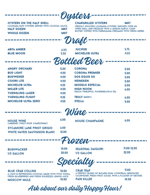 Menu photo 1 The Blue Crab Bar & Grill Slidell, LA Menu photo 1 The Blue Crab Bar & Grill Slidell, LA